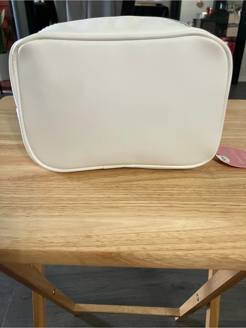 Pearl-Embellished Bridal Cosmetic Bag in White